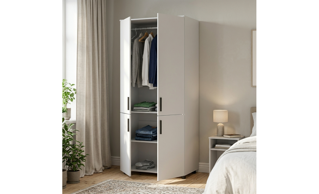 Kleiderschrank Doros Thorn Weiß 2 Türen Kleiderstange 90x51,6x200 (44900435)