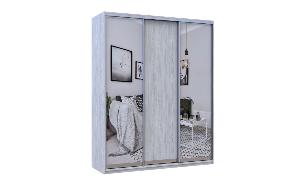 Kleiderschrank Doros City Light Natti Luc Schiebetüren mit Spiegel 180x60x225 (80736520)