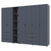 Kleiderschrank Doros Gelar Graphitgrau 2+4 Türen mit offenem Regal 270,7x49,5x203,4 (42005058)