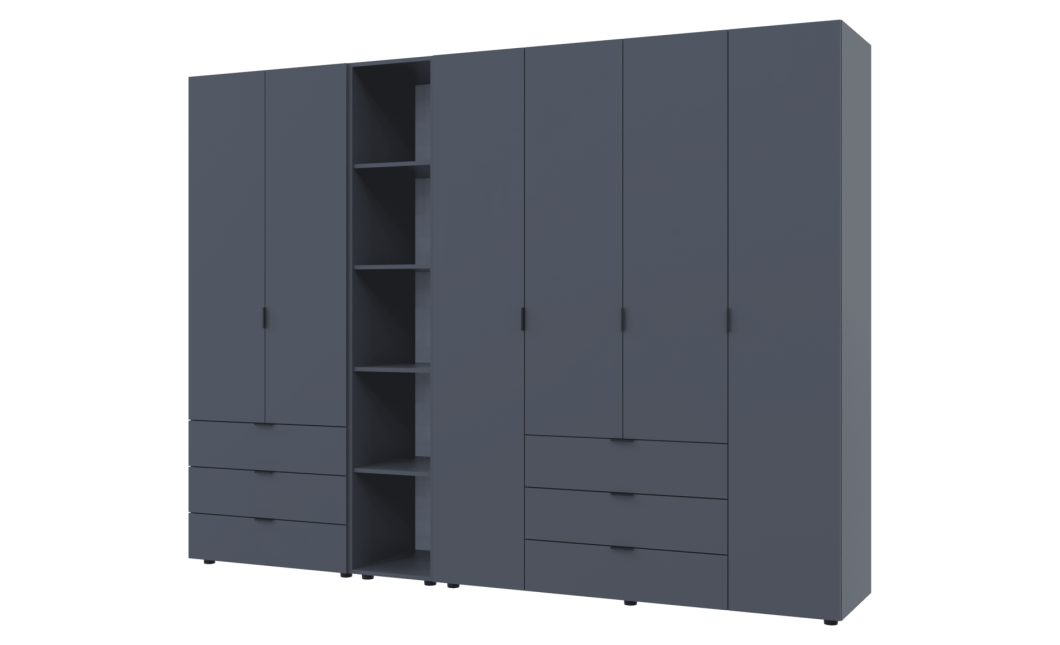 Kleiderschrank Doros Gelar Graphitgrau 2+4 Türen mit offenem Regal 270,7x49,5x203,4 (42005058)