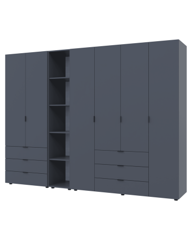 Kleiderschrank Doros Gelar Graphitgrau 2+4 Türen mit offenem Regal 270,7x49,5x203,4 (42005058)