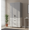 Kleiderschrank Doros Thorn Natti Kiefer/Grau 2 Türen 3 Schubladen Böden 90x51,6x200 (44900466)