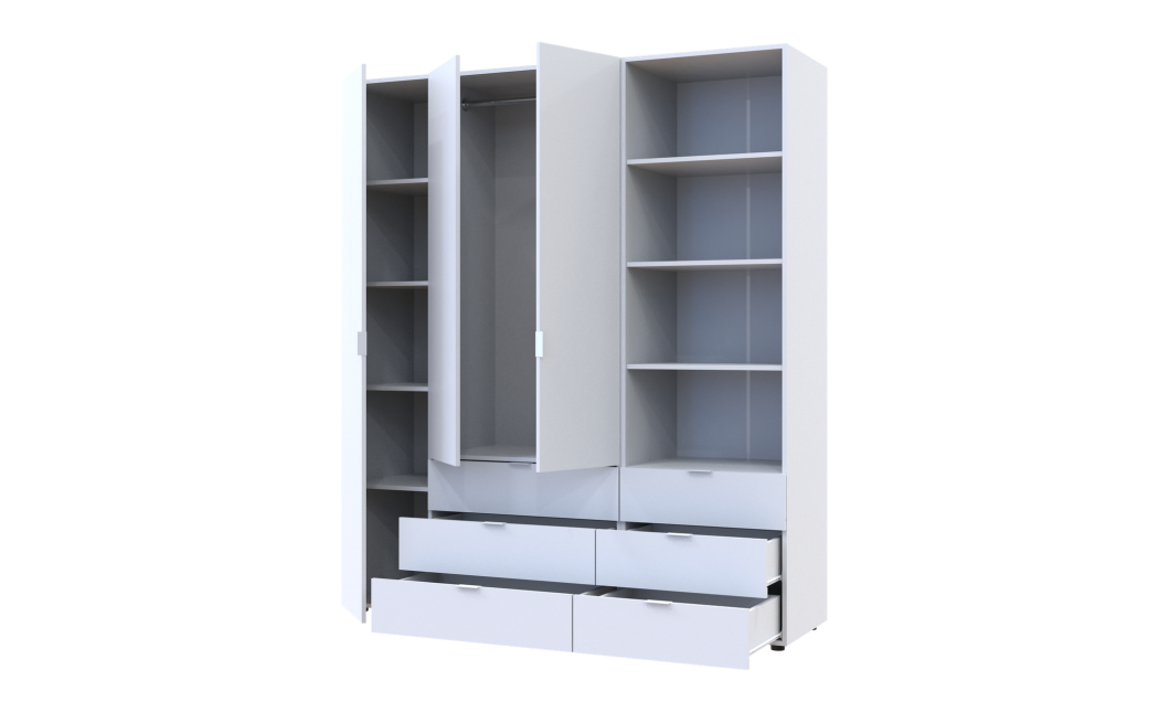Kleiderschrank Doros Gelar Weiß 3 Türen Säulenschrank 176,2x49,5x203,4 (42005163)