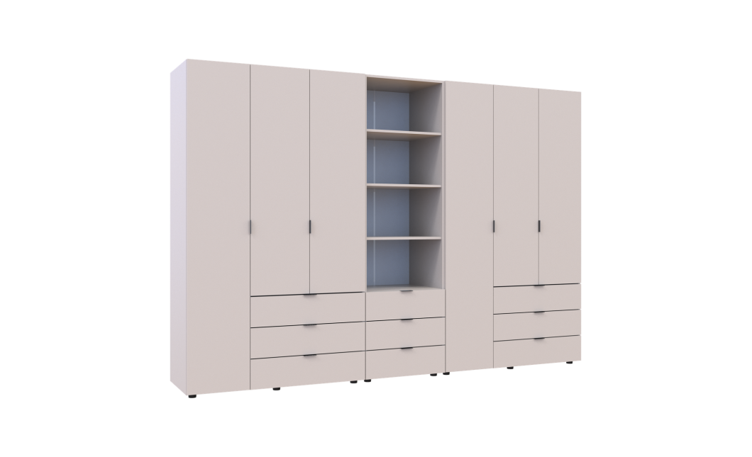 Kleiderschrank Doros Gelar Kaschmir 3+3 Türen Säulenschrank 292,4x49,5x203,4 (42005178)