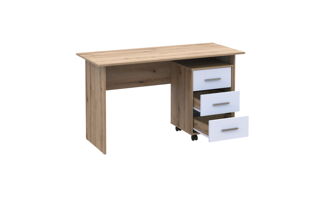 Computertisch Doros T3 Ewok Eiche Weiß 120x60x78 (41901064)