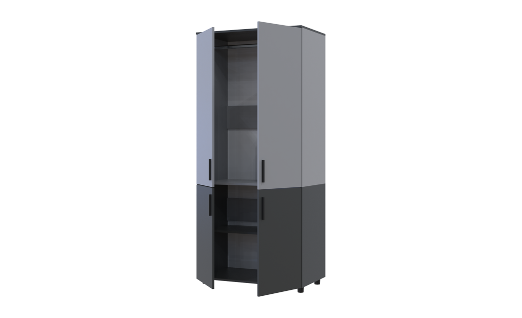 Kleiderschrank Doros Thorn Anthrazit/Grau 2 Türen Kleiderstange 90x51,6x200 (44900471)