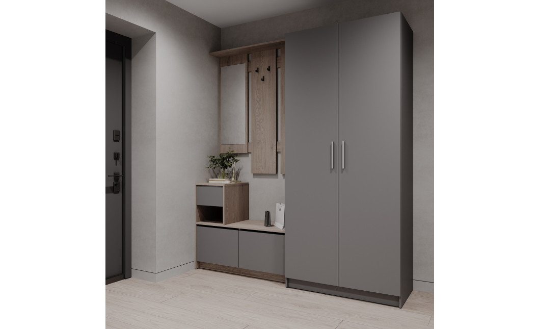 Flurmöbel Set Bela + Kleiderschrank Promo Cremona Cannolo/Grau 190x48x204 (42005331)