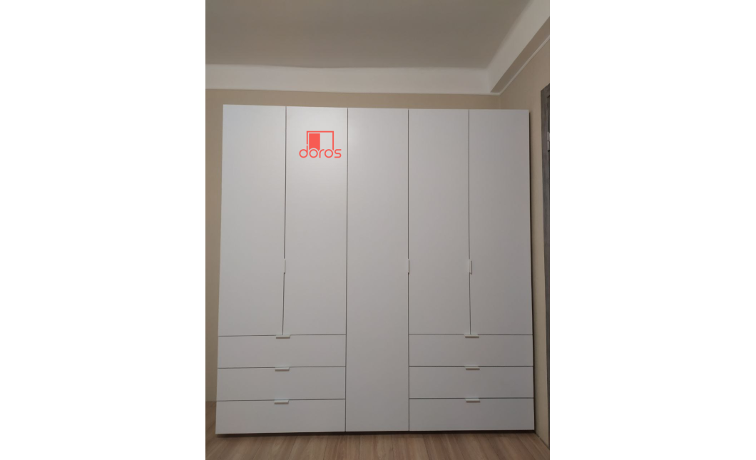 Kleiderschrank Doros Gelar Set mit Drehtüren Weiß 2+3 Türen 193,7x49,5x203,4 (42002116)