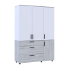 Kleiderschrank Doros Thorn Natti Kiefer/Weiß 3 Türen 3 Schubladen Kleiderstange 135x51,6x200 (44900509)