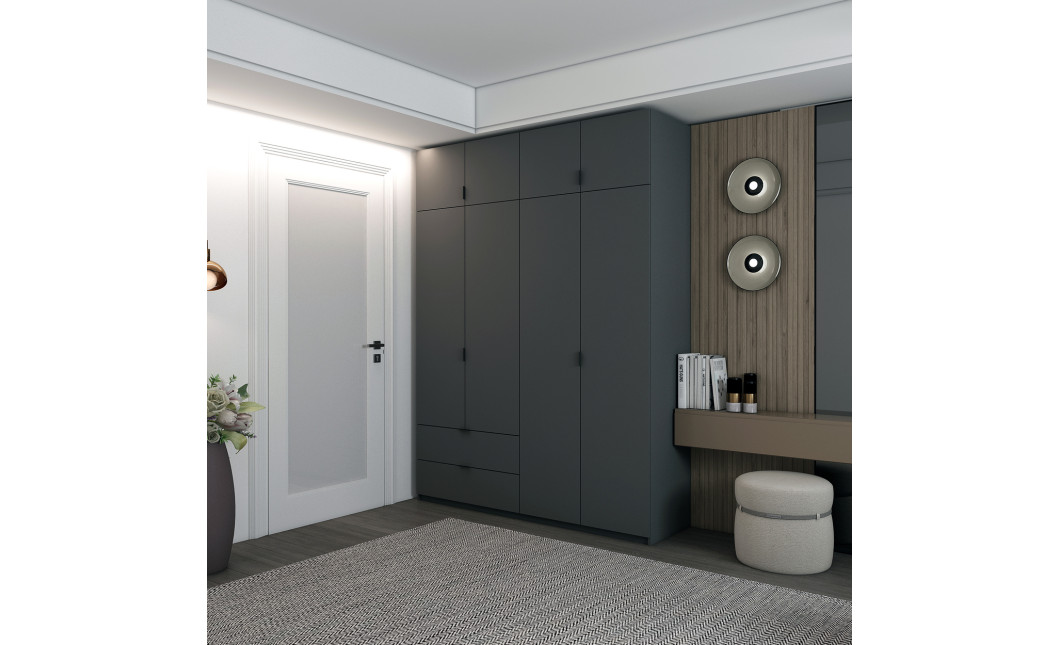 Kleiderschrank Doros Lukas mit Drehtüren Graphitgrau 180x50x240 (80736288)