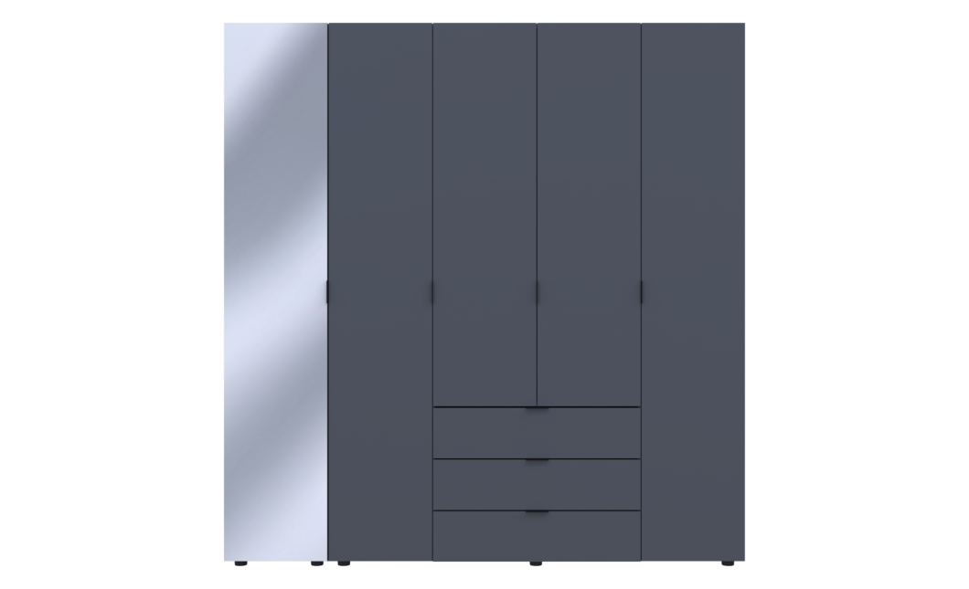 Drehtürenschrank Doros Gelar Graphitgrau 4 Türen mit Spiegel 194x49,5x203,4 (42002161)