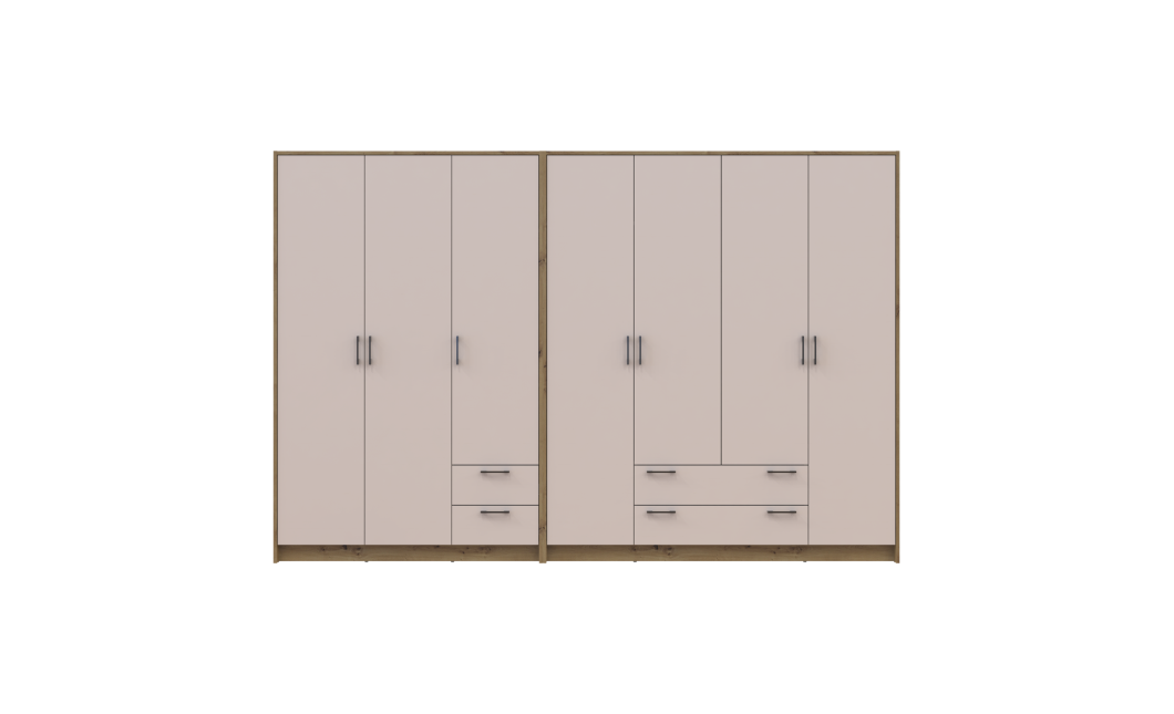 Kleiderschrank Doros Rondi Artisan Eiche/Kaschmir 3+4 Türen 281x52x195 (42005660)