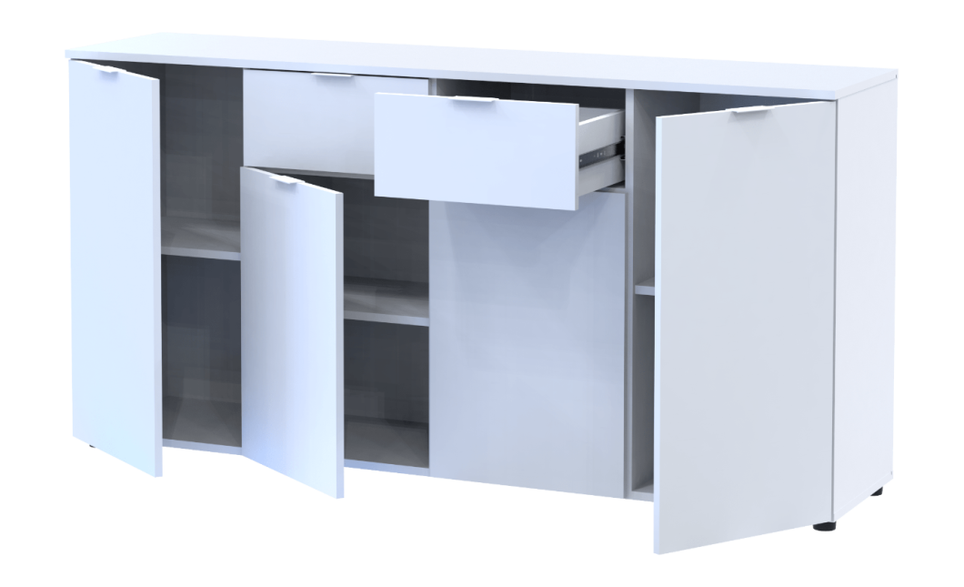 Kommode Doros Ron 7 Weiß 4 Türen 2 Schubladen 160x38x81 (44900222)