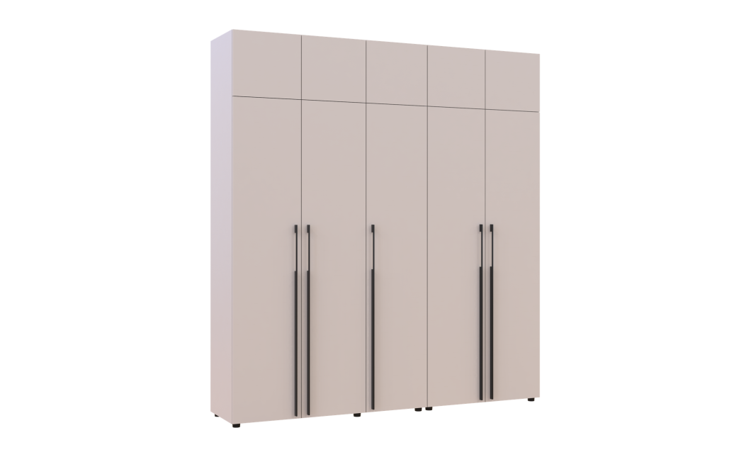 Kleiderschrank mit Schubladen, Regalen und Aufsatz Doros Kasper Kaschmir 2+3 Türen 225x48x245 (42005556)