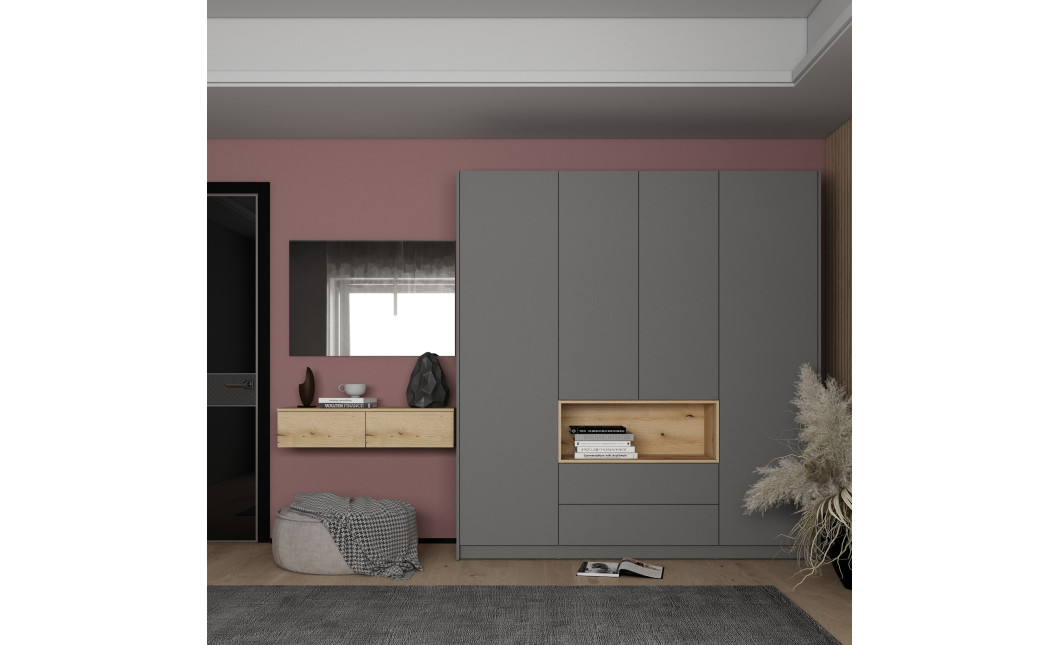 Möbelset Doros Levia mit Spiegel Ewok Eiche 100x32x100 (42005239)