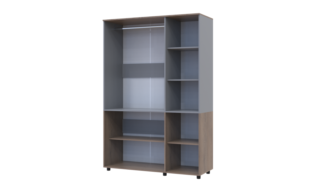 Kleiderschrank Doros Thorn Cremona Cannolo/Grau 3 Türen Kleiderstange 135x51,6x200 (44900503)