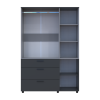 Kleiderschrank Doros Thorn Anthrazit/Grau 3 Türen 3 Schubladen Kleiderstange 135x51,6x200 (44900521)