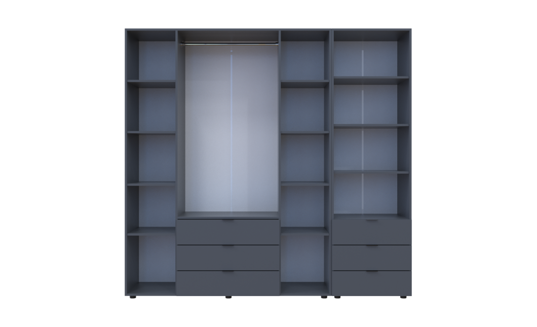 Kleiderschrank Doros Gelar Graphitgrau 4 Türen Säulenschrank 215x49,5x203,4 (42005170)
