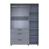 Kleiderschrank Doros Thorn Grau 3 Türen 3 Schubladen Kleiderstange 135x51,6x200 (44900489)