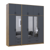 Kleiderschrank mit Spiegel und hohem Aufsatz Doros Rondi Artisan Eiche/Graphit 2+4 Türen 242x52x260 (42005717)