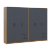 Kleiderschrank Doros Rondi Artisan Eiche/Graphit 3+3 Türen 242x52x195 (42005694)