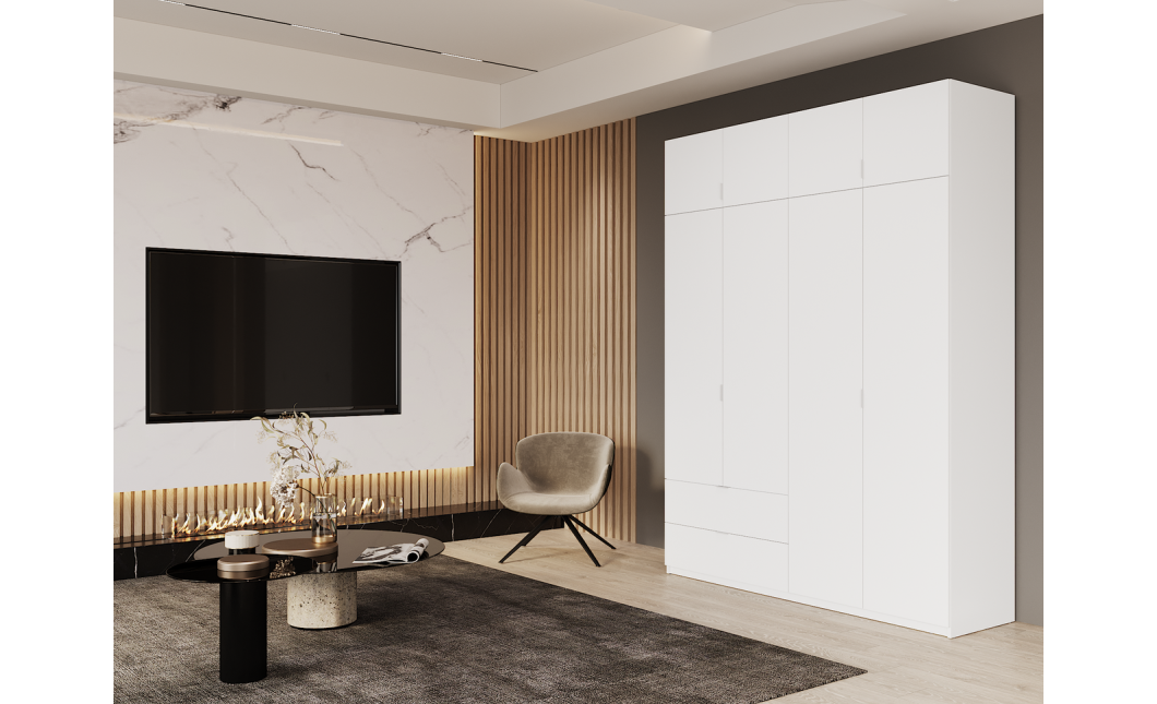 Kleiderschrank Doros Lukas mit Drehtüren Weiß 180x50x240 (80737069)