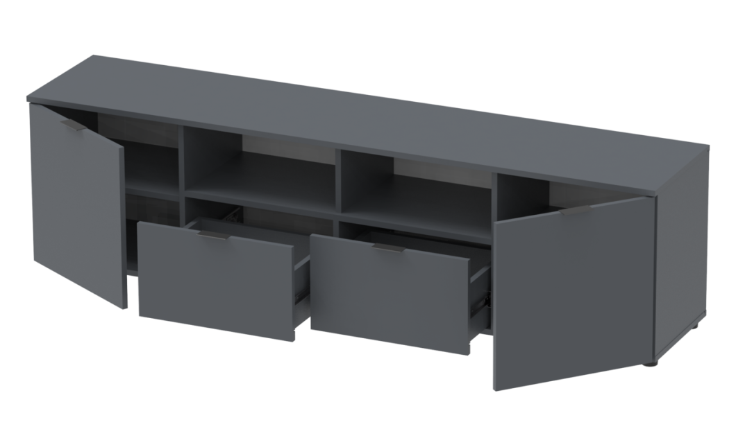 Kommode Doros Ron 4 Graphitgrau 2 Türen 2 Schubladen 180x38x50 (44900234)