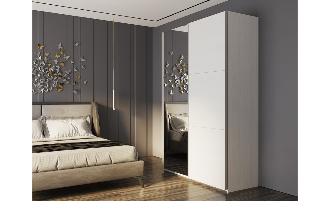 Kleiderschrank Doros G-Caiser Schiebetüren Weiß mit Spiegel 160x60x240 (42002103)
