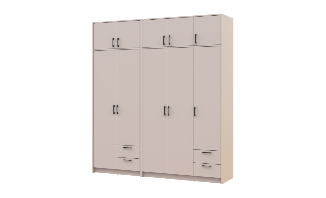 Kleiderschrank mit Aufsatz Doros Rondi Kaschmir 2+3 Türen 203x52x236 (42005630)
