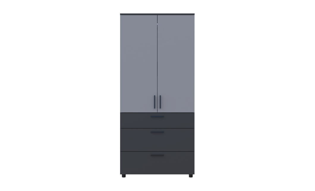 Kleiderschrank Doros Thorn Anthrazit/Grau 2 Türen 3 Schubladen Böden 90x51,6x200 (44900474)