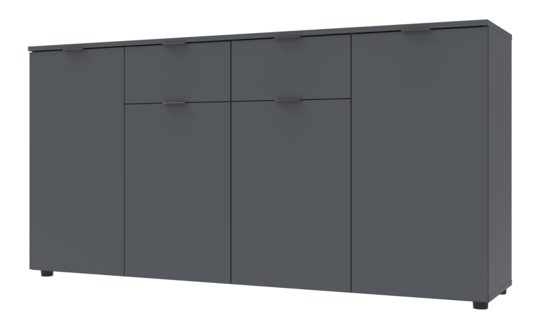 Kommode Doros Ron 7 Graphitgrau 4 Türen 2 Schubladen 160x38x81 (44900236)