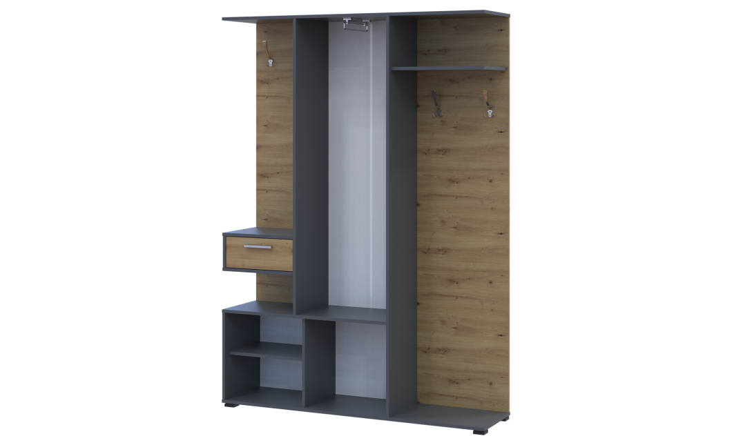 Flurschrank Doros Finch Graphitgrau/Eiche Artisan 145x37x202 (44900220)