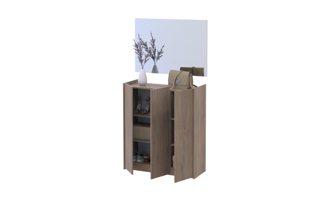 Schuhschrank Doros Kassel mit Spiegel Cremona Cannolo 3 Türen 97×40×110 (42005503)