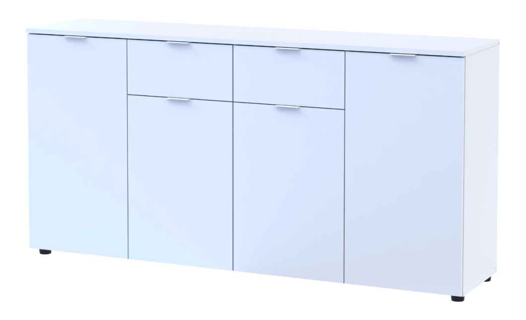 Kommode Doros Ron 7 Weiß 4 Türen 2 Schubladen 160x38x81 (44900222)