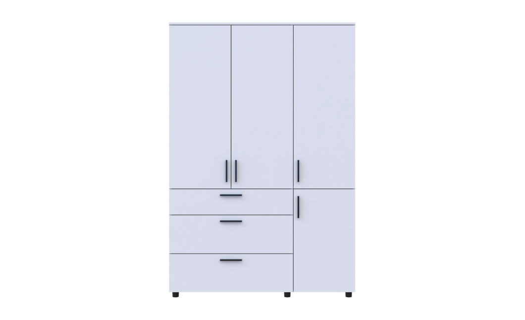 Kleiderschrank Doros Thorn Weiß 3 Türen 3 Schubladen Kleiderstange 135x51,6x200 (44900485)