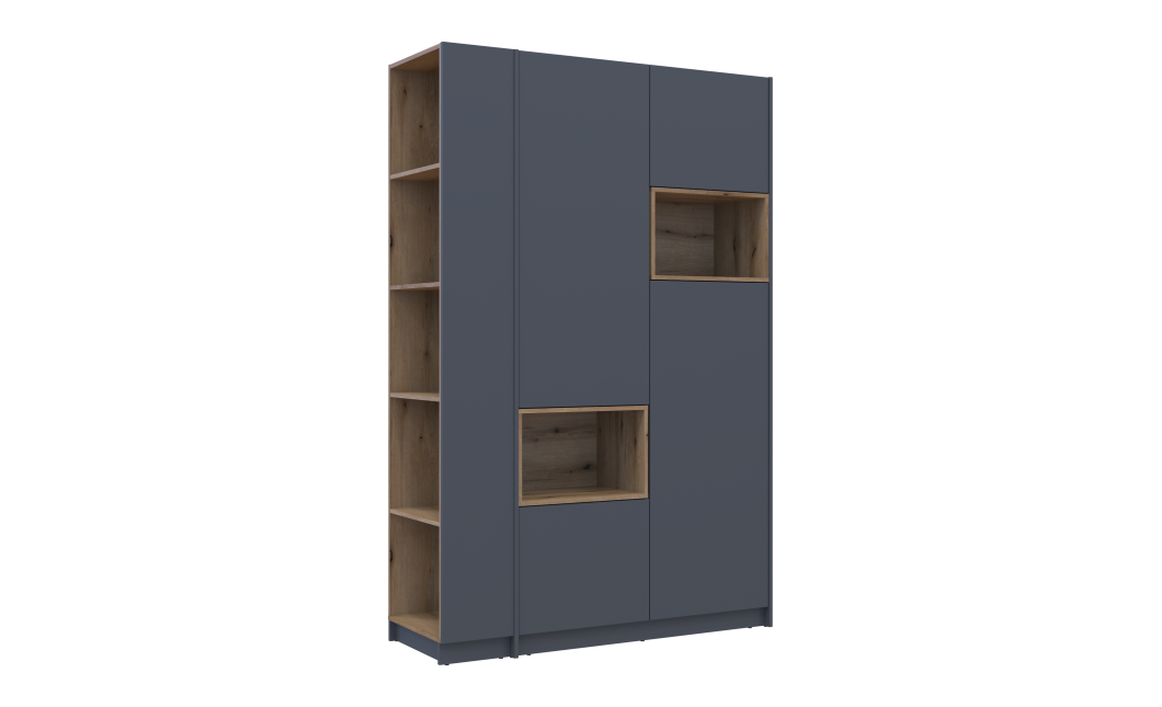 Kleiderschrank Doros Dale mit Drehtüren Anthrazit/Ewok Eiche 2 Türen 143,2x52x220 (42005337)