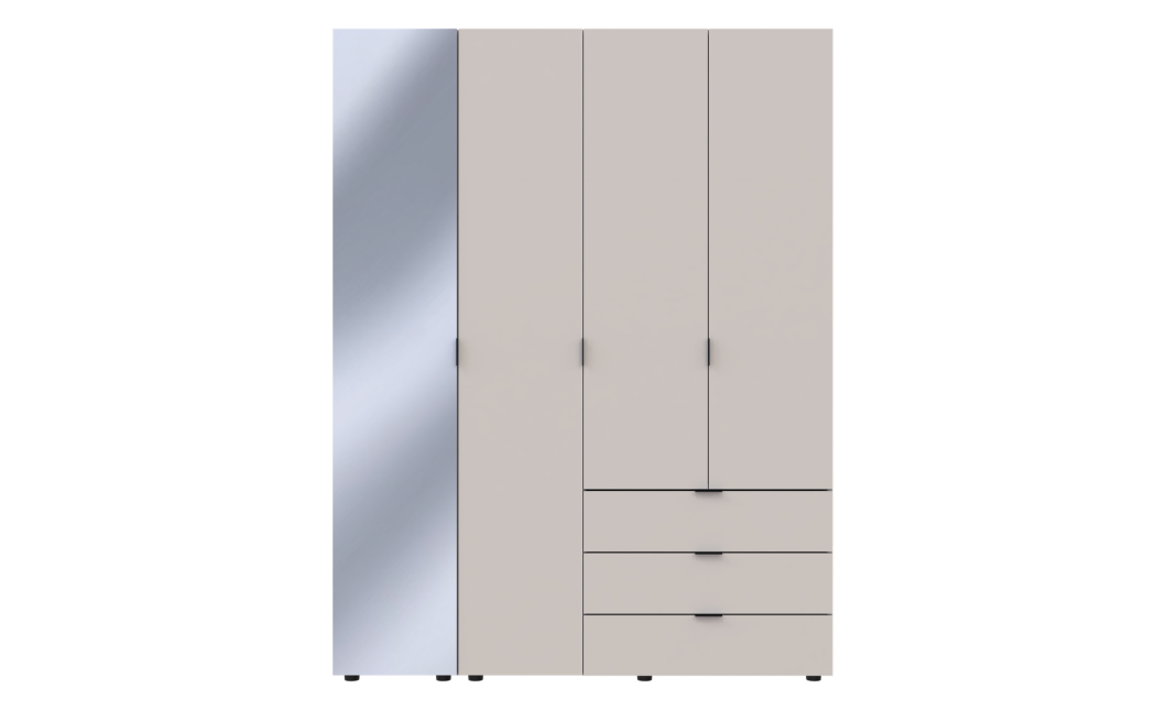 Kleiderschrank Doros Gelar Kaschmir 3 Türen mit Spiegel 155x49,5x203,4 (80737657)