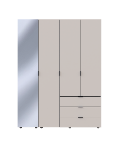 Kleiderschrank Doros Gelar Kaschmir 3 Türen mit Spiegel 155x49,5x203,4 (80737657)