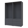 Kleiderschrank Doros Gelar Set mit Drehtüren Graphitgrau 2+2 Türen 155x49,5x203,4 (42002131)