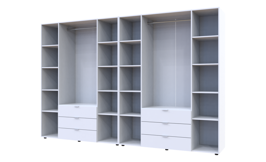 Kleiderschrank Doros Gelar Set mit Drehtüren Weiß 4+4 Türen 310x49,5x203,4 (42002121)