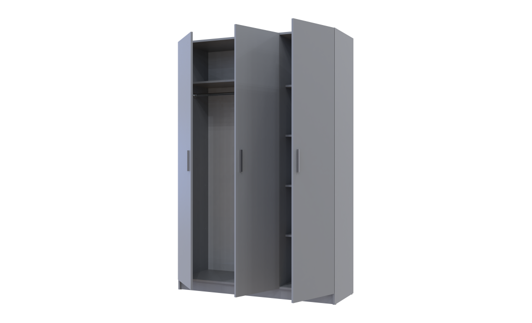 Kleiderschrank Doros Promo mit Drehtüren Grau 3 Türen 135x48x204 (80737765)