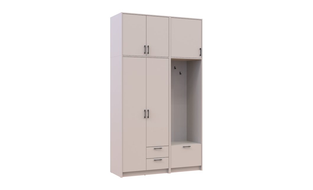 Kleiderschrank Doros Rondi mit Kleiderstange und hohem Oberschrank Kaschmir 2 Türen 142x52x260 (42005397)