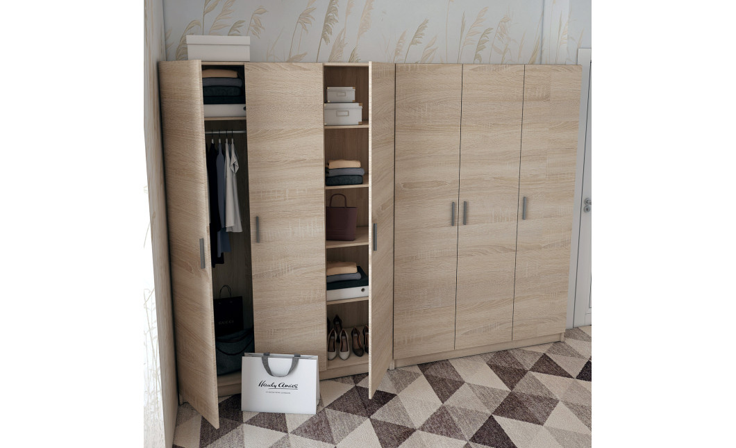 Kleiderschrank Doros Promo mit Drehtüren Sonoma Eiche 3+3 Türen 270x48x204 (42005005)