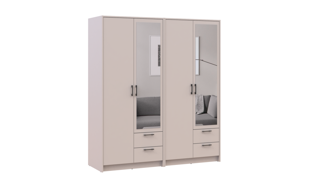 Kleiderschrank mit Spiegel Doros Rondi Kaschmir 2+2 Türen 164x52x195 (42005617)