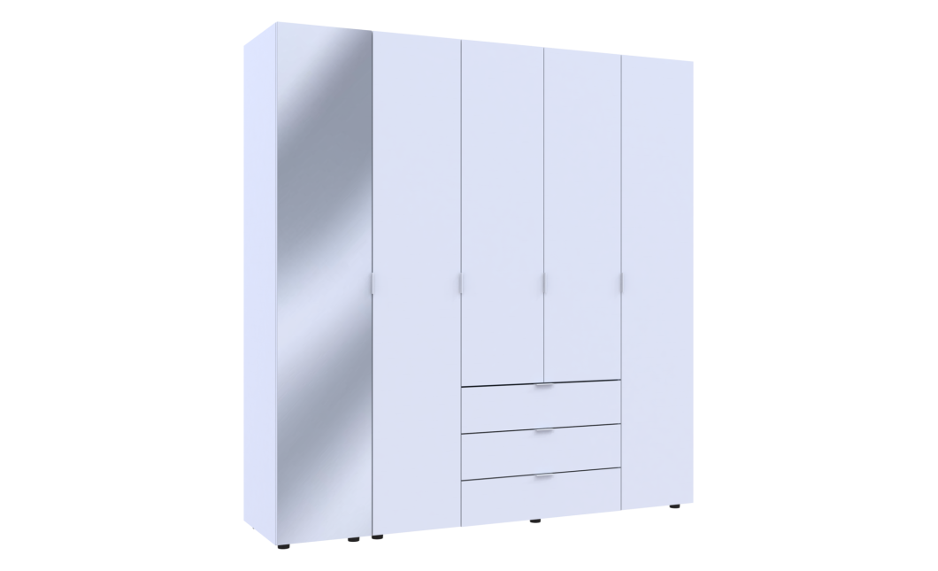Kleiderschrank Doros Gelar Weiß 4 Türen mit Spiegel 194x49,5x203,4 (42002160)