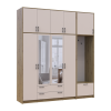 Kleiderschrank Doros Rondi mit Kleiderstange, Spiegel und hohem Oberschrank Artisan Eiche/Kaschmir 4 Türen 220x52x260 (42005302)
