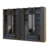 Kleiderschrank mit Spiegel und Aufsatz Doros Rondi Artisan Eiche/Graphit 4+4 Türen 320x52x236 (42005711)
