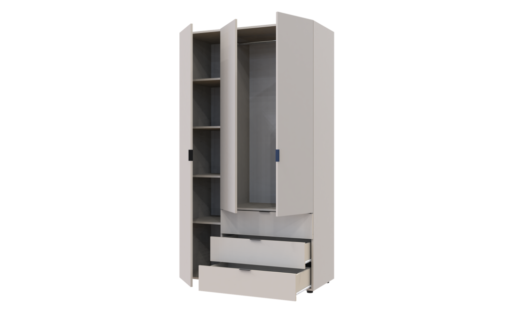 Kleiderschrank Doros Gelar mit Drehtüren Kaschmir 3 Türen 116,2x49,5x203,4 (80737633)