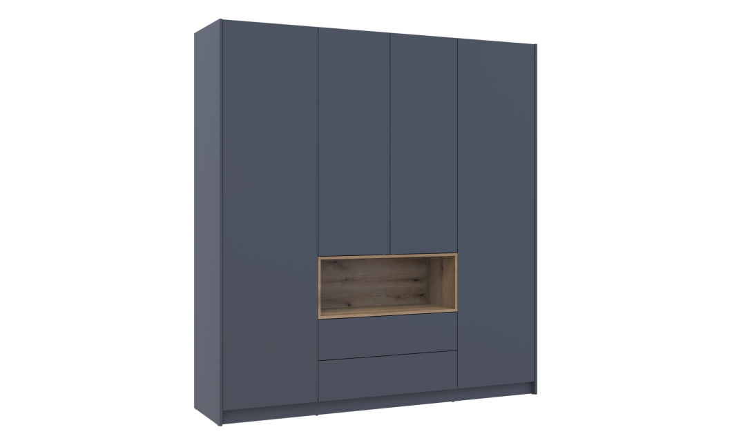 Kleiderschrank Doros Dale Anthrazit/Ewok Eiche 4 Türen 206x52x220 (44900527)