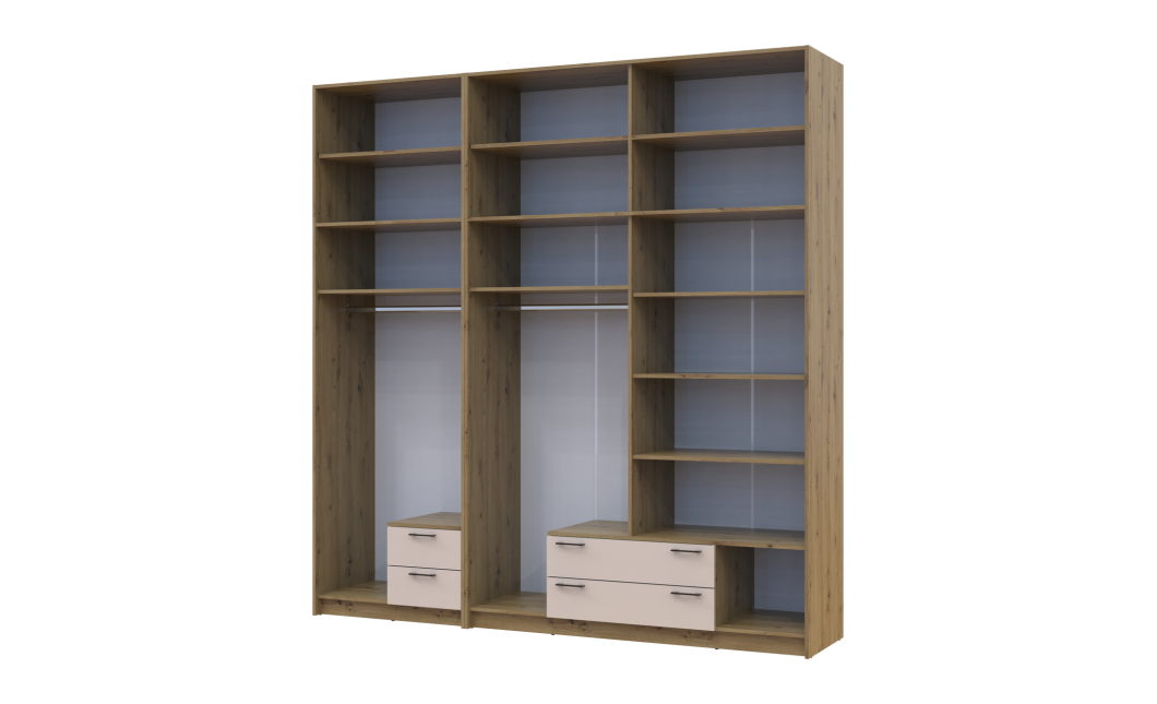 Kleiderschrank mit Spiegel und hohem Aufsatz Doros Rondi Artisan Eiche/Kaschmir 2+4 Türen 242x52x260 (42005681)